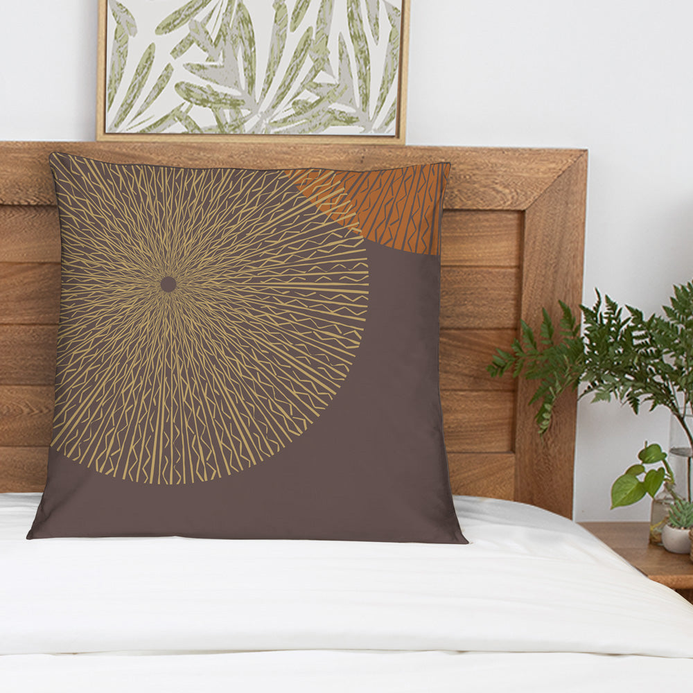 Maluhia Euro Sham Pillow On a Bed With a Wooden Headboard