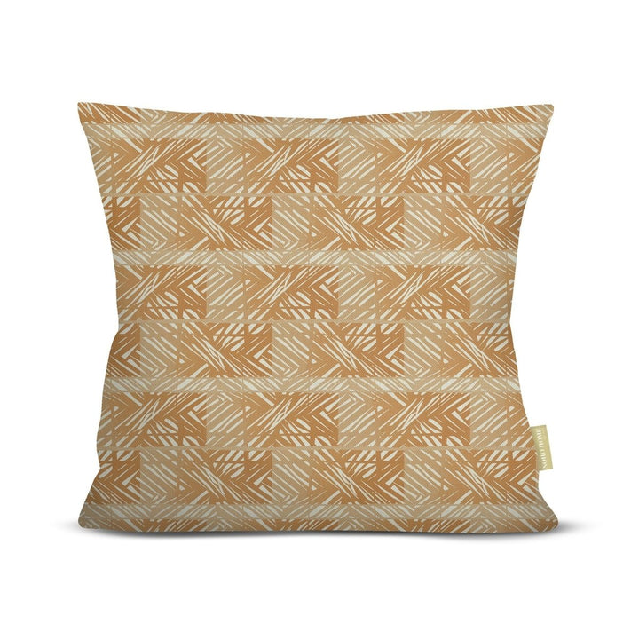 front view of Moena square pillow in earth on white background