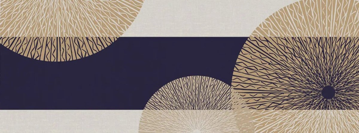 Coastal Tea Towels Hawaiian Niho Design With Navy Blue and Gold Color Medallions