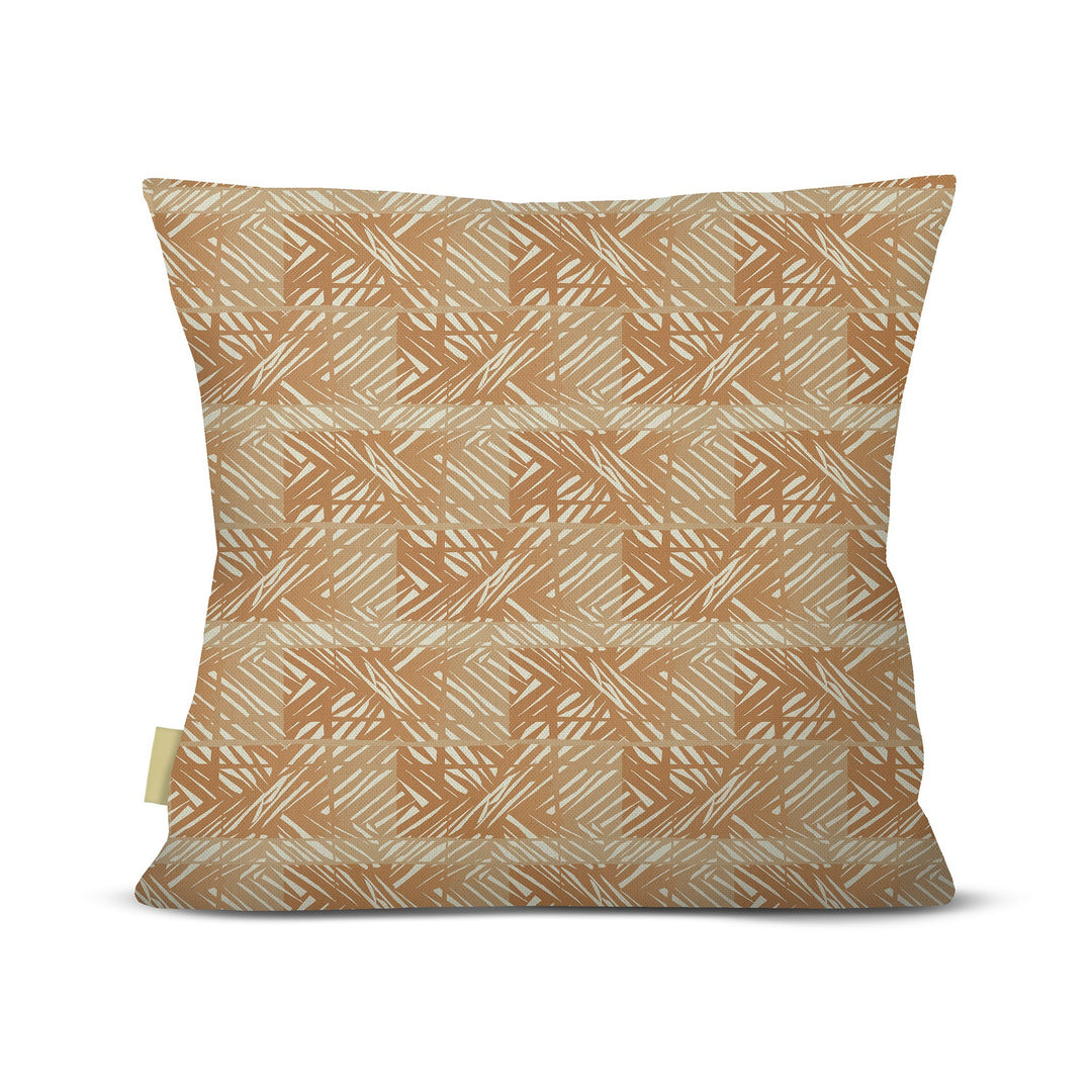 back view of Moena square pillow in earth on white background