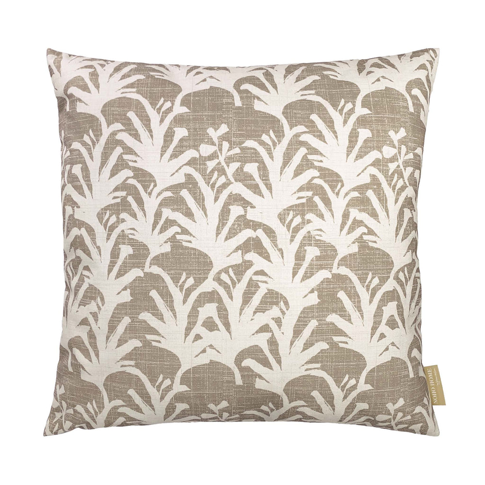 Beige and Taupe Līpoa Square Pillowcase Front Side Hawaiian Print On a White Background