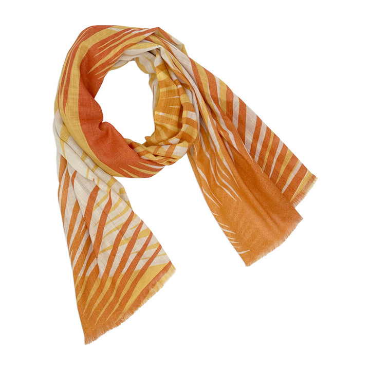 Loulu Travel Wrap In Lilikoʻi Orange and Gold Twisted Up and In a Circle