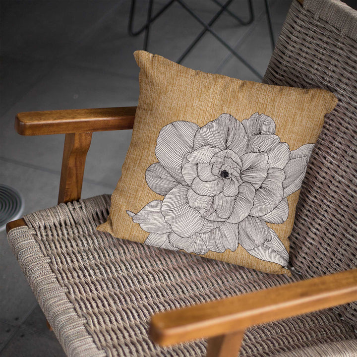 Gardenia Square Pillow Set On a Wicker Chair