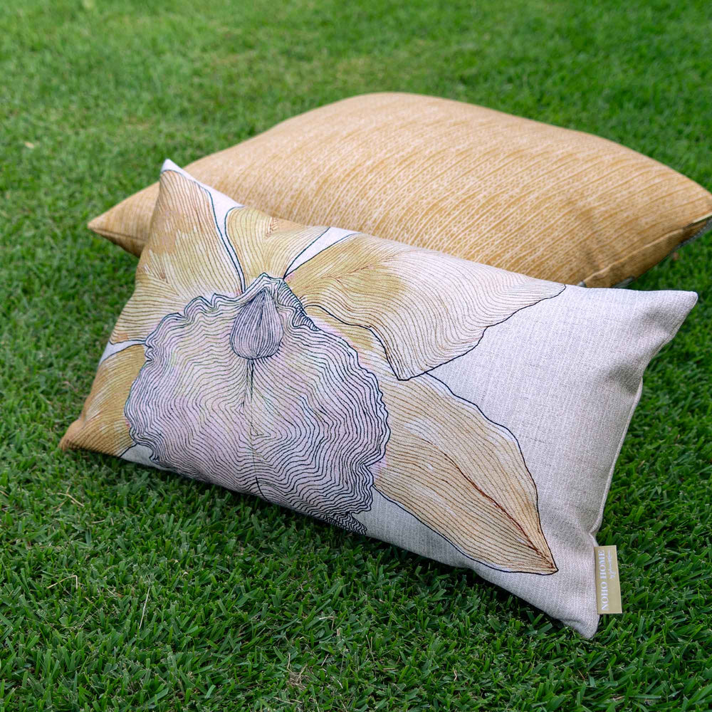 Orchid Lumbar Pillow Set On Grass Outside