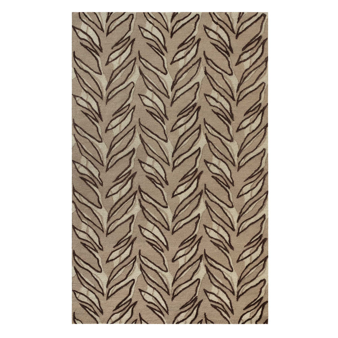 Kī Area Rug in Taupe With Black Accents Full Frontal View On a White Background