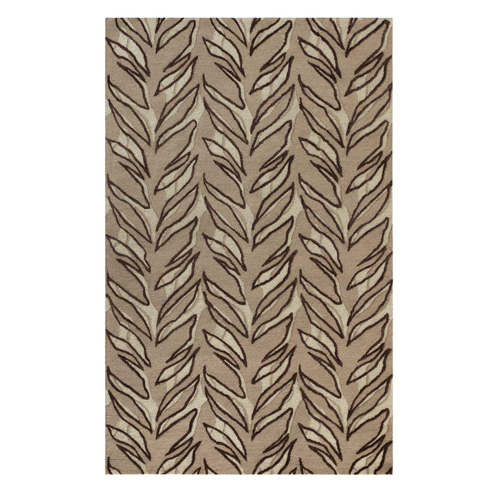 Kī Area Rug in Taupe With Black Accents Full Frontal View On a White Background