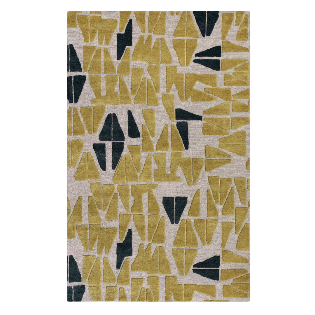 Kinona Area Rug Hawaiian Print in Chartreuse Color Full View on a White Background