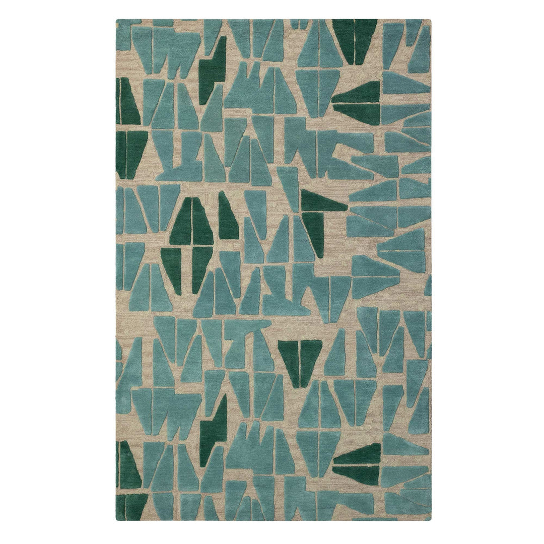 Kinona Area Rug Teal Color Full Hawaiian Print View on a White Background