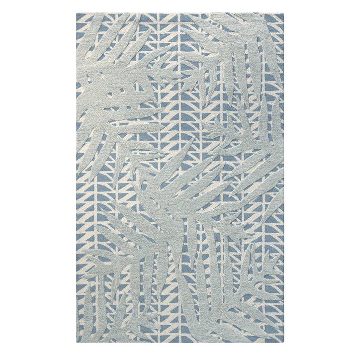 Blue Hawaiian Lauaʻe Area Rug Full Frontal View On a White Background