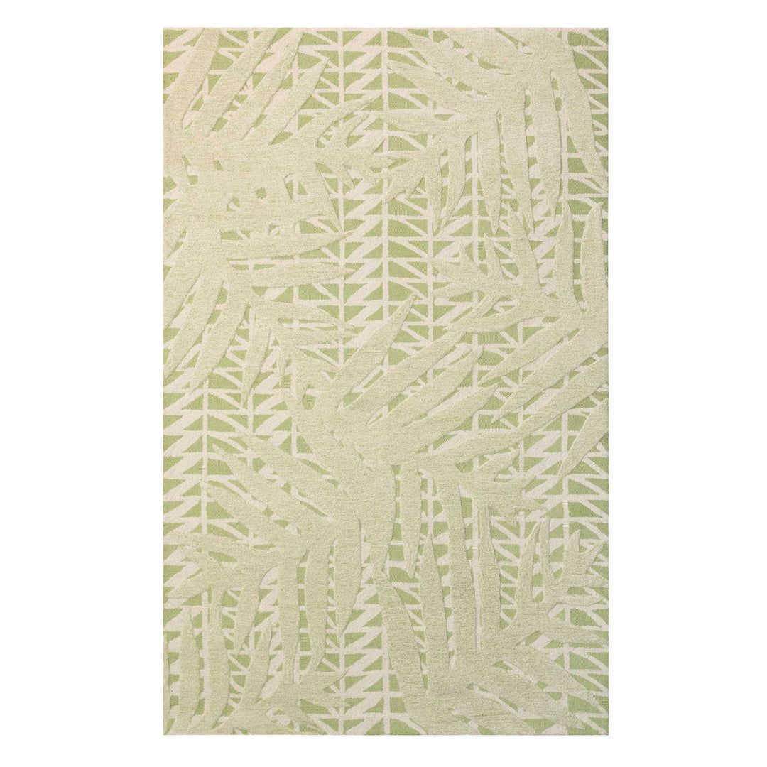 Lauaʻe Area Rug in Green Full Frontal View On a White Background