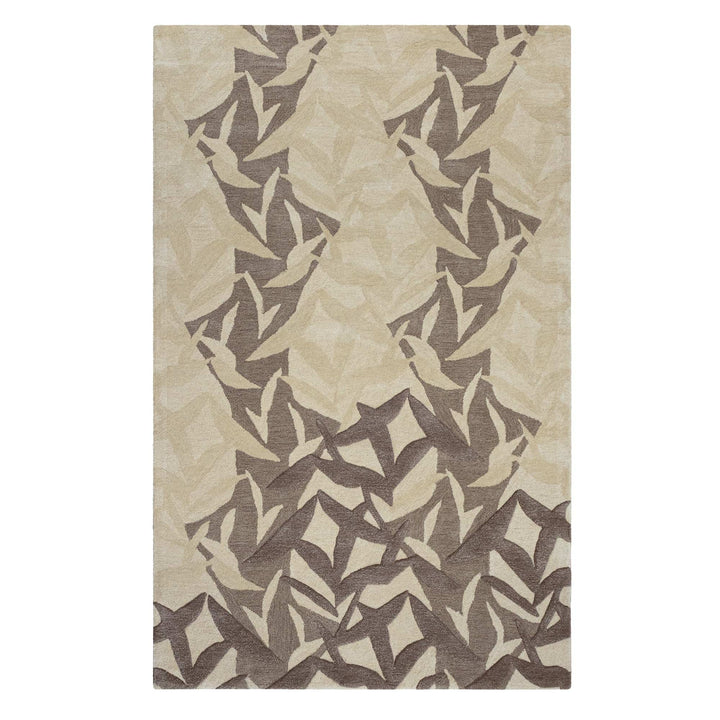 Lele Area Rug Taupe Hawaiian Print Full Frontal View On a White Background