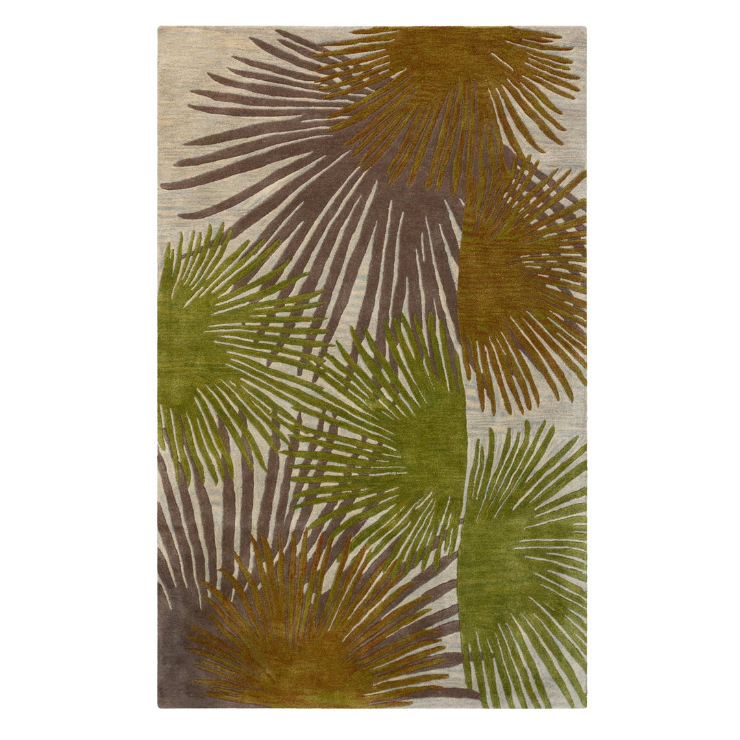 Multicolor Brown Green and Taupe Loulu Area Rug Palm Full View on a White Background