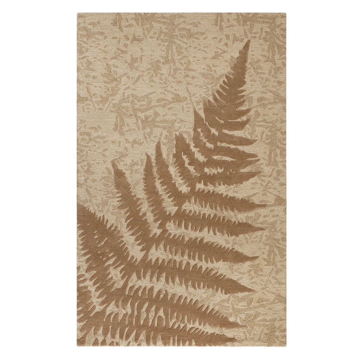 Palapalai Area Rug in Beige Hawaiian Print Full View On a White Background