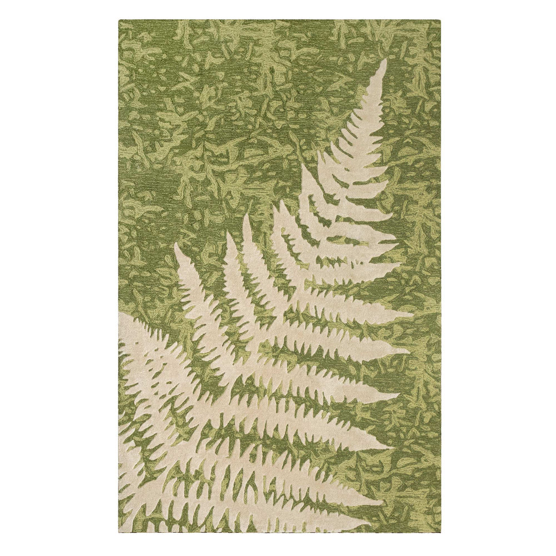 Green Hawaiian Print Palapalai Area Rug Full View On a White Background