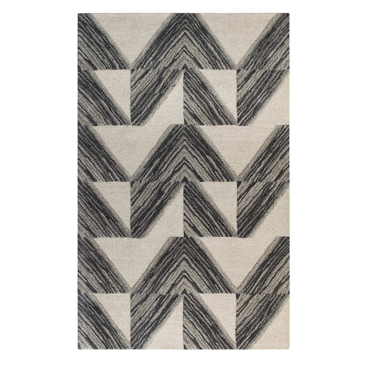 Charcoal Colored Hawaiian Print Pali Area Rug Full View On a White Background