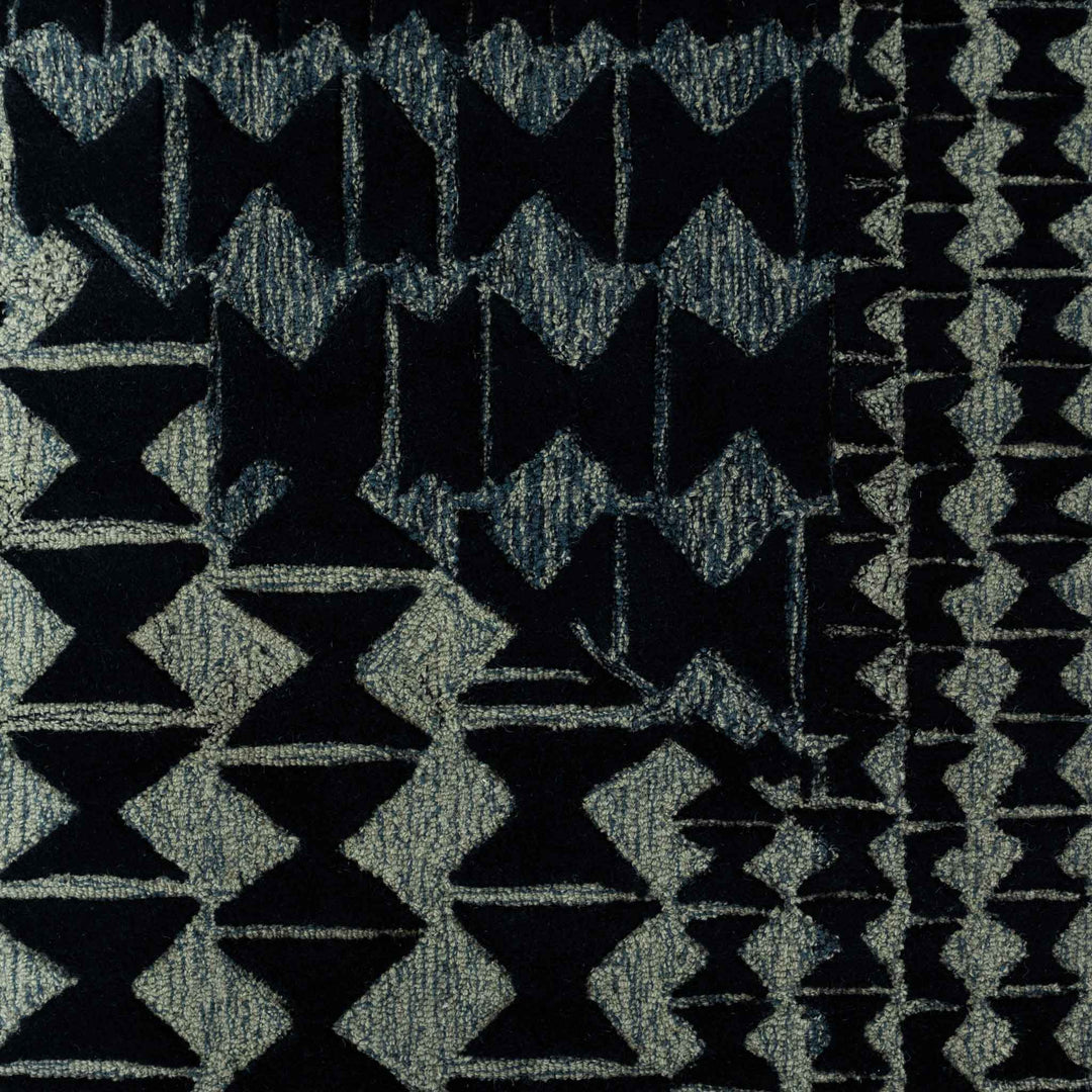 Charcoal Color Close Up View Kāpili Area Rug Inspired by the Rectangular Wedges Used by Native Hawaiian Artisans