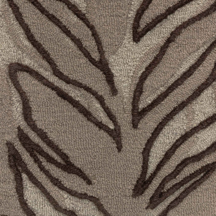 Close Up View of the Taupe Color Plant Inspired Hawaiian Kī Area Rug Design 