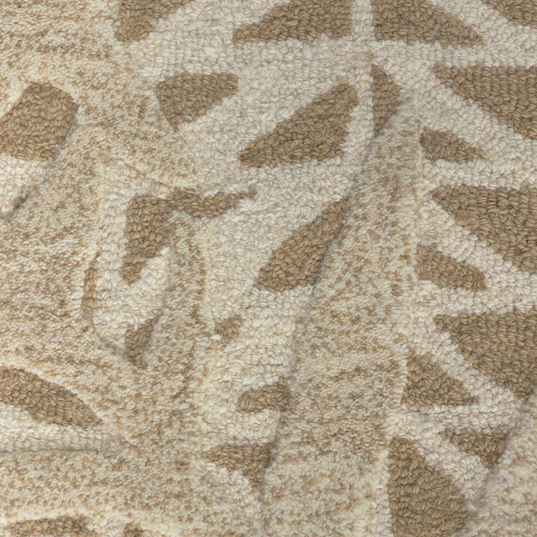 Close Up of the Taupe Lauaʻe Area Rug Hawaiian Plant Motifs Print