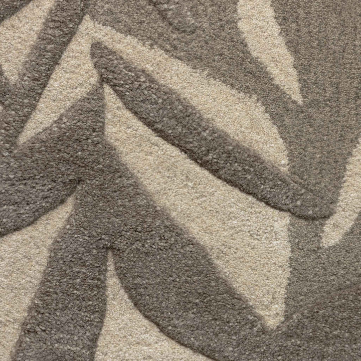 Close Up of the Taupe Color Lele Flying Bird Hawaiian Design Coastal Area Rug