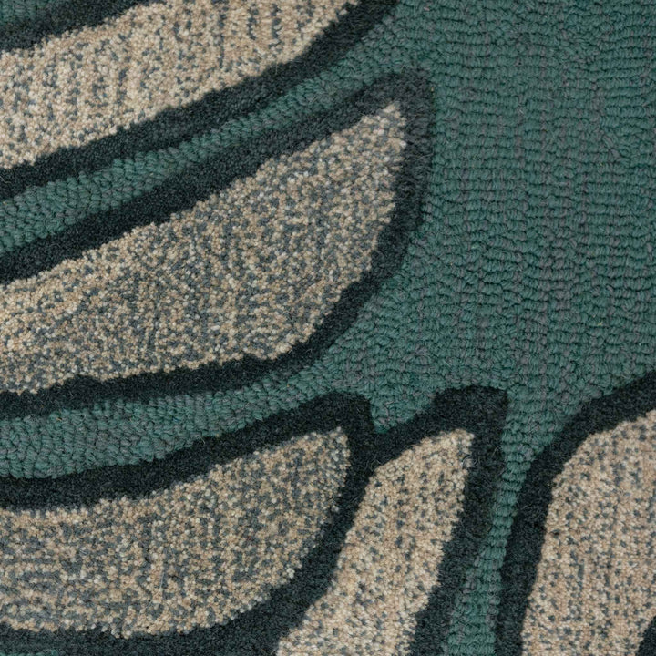 Close Up of the Teal Colored Monstera Deliciosa Plant Hawaiian Designed Rug 