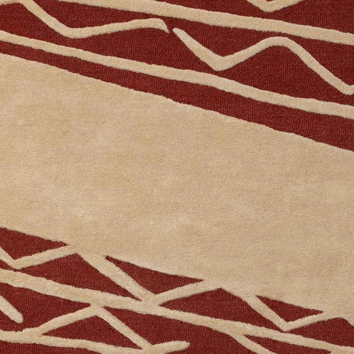 Close Up of the Niho Kila Coastal Area Rug Red Burgundy Hawaiian Design