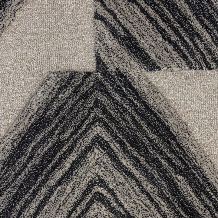 Close Up of the Charcoal Color Pali Area Rug Full Coastal Hawaiian Design