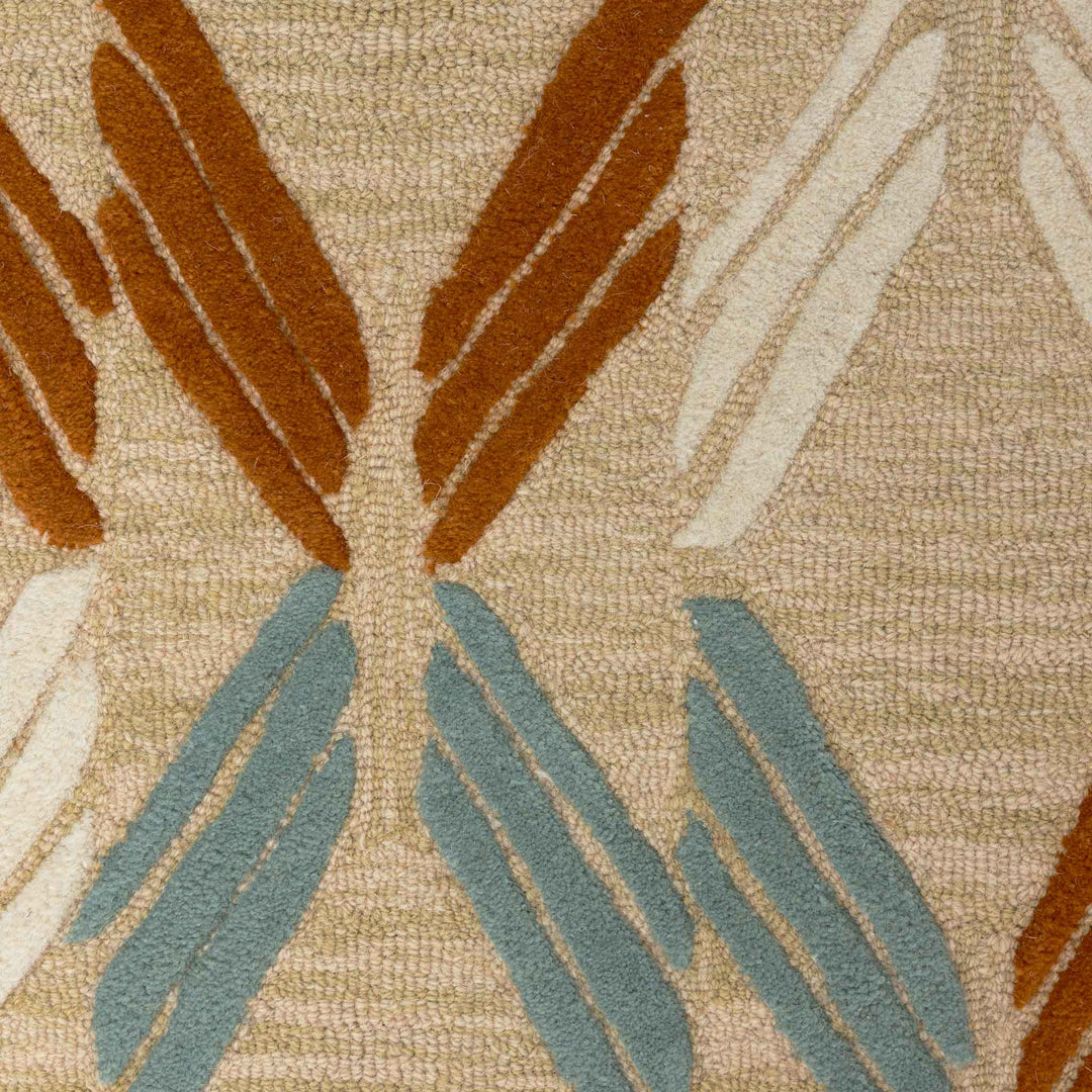 Close Up of the Peʻa Coastal Area Rug Multicolor Hawaiian Design 