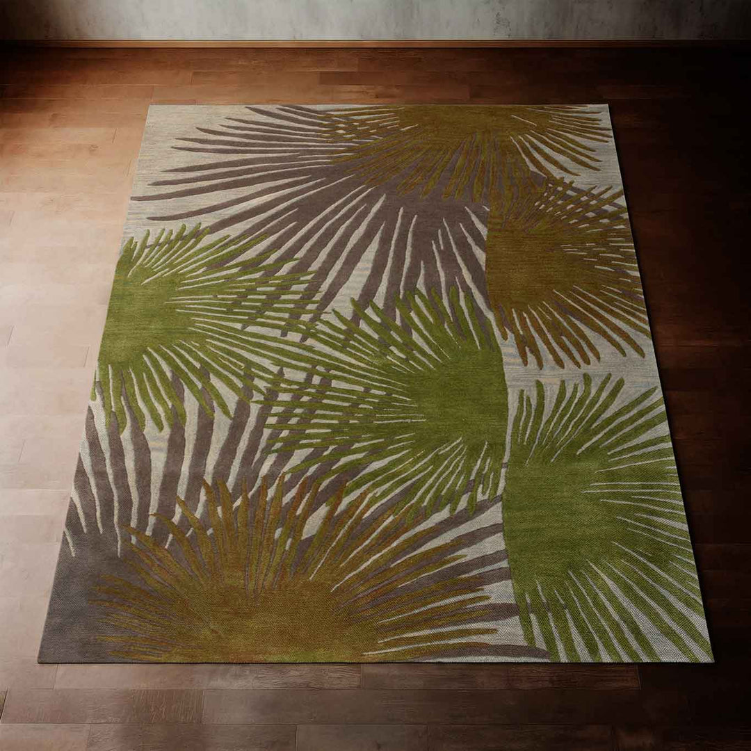 Multicolor Loulu Area Rug Laid Out Flat on a Hardwood Floor