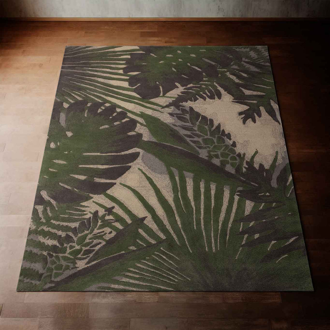 Multicolor Eye Catching Tropical Island Area Rug Hawaiian Print on a Harwood Floor