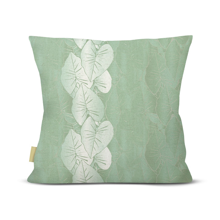 back view Hānai premium square pillow on white background