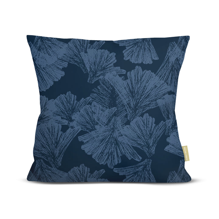 front view of Nahenahe square pillow in midnight on white background
