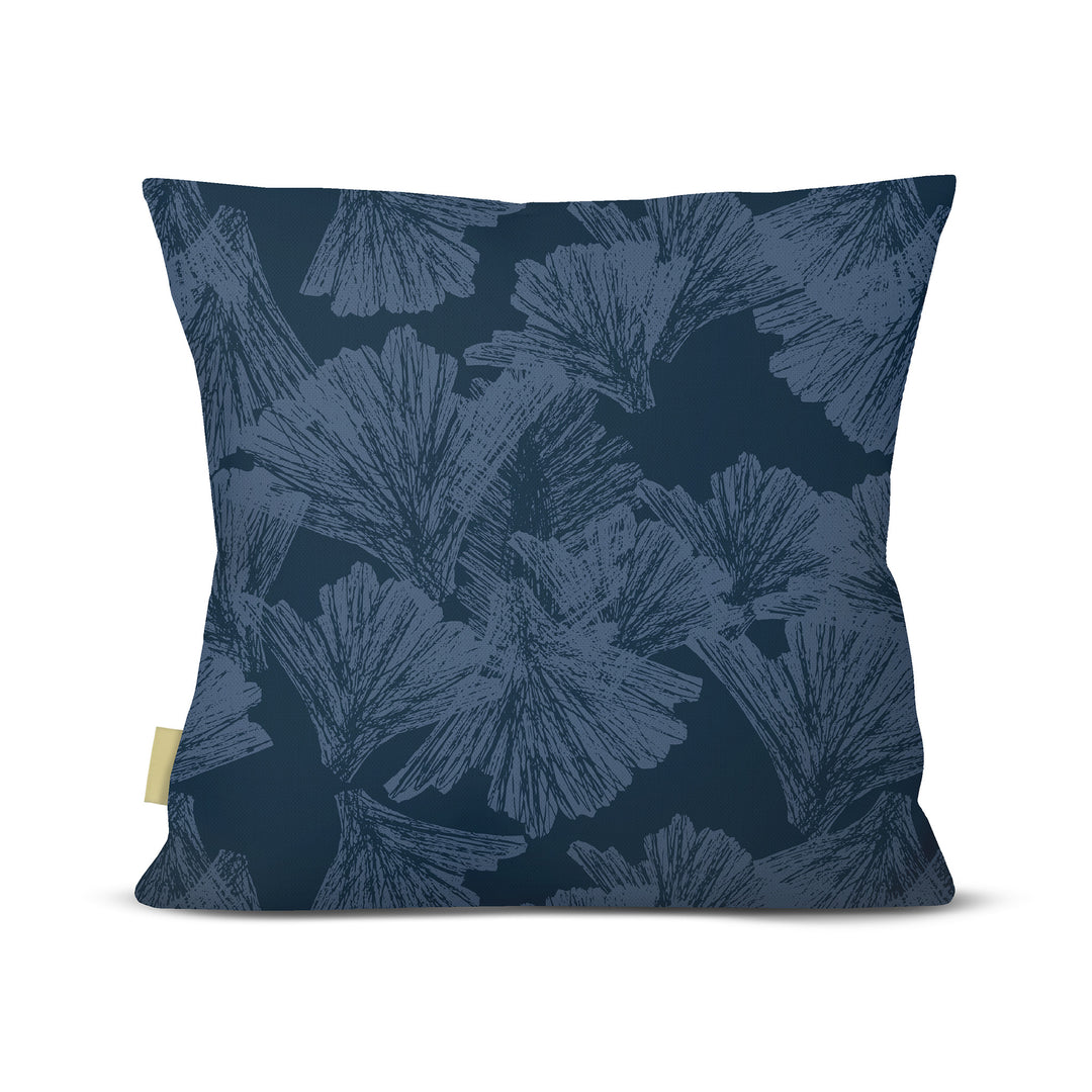 back view of Nahenahe square pillow in midnight on white background