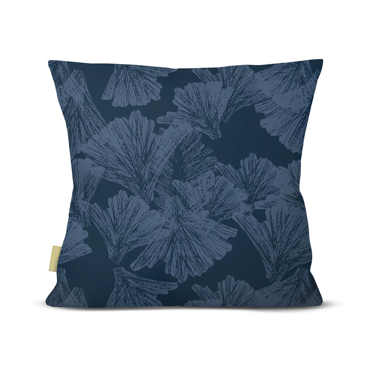 back view of Nahenahe square pillow in midnight on white background