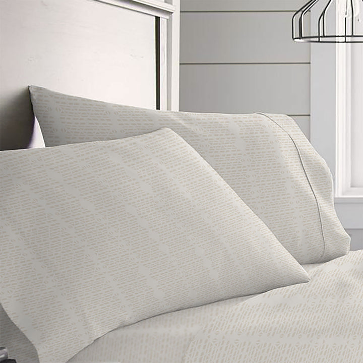 Cream Kua Pillowcase Set with Hawaiian terraced-landscape print by NOHO HOME