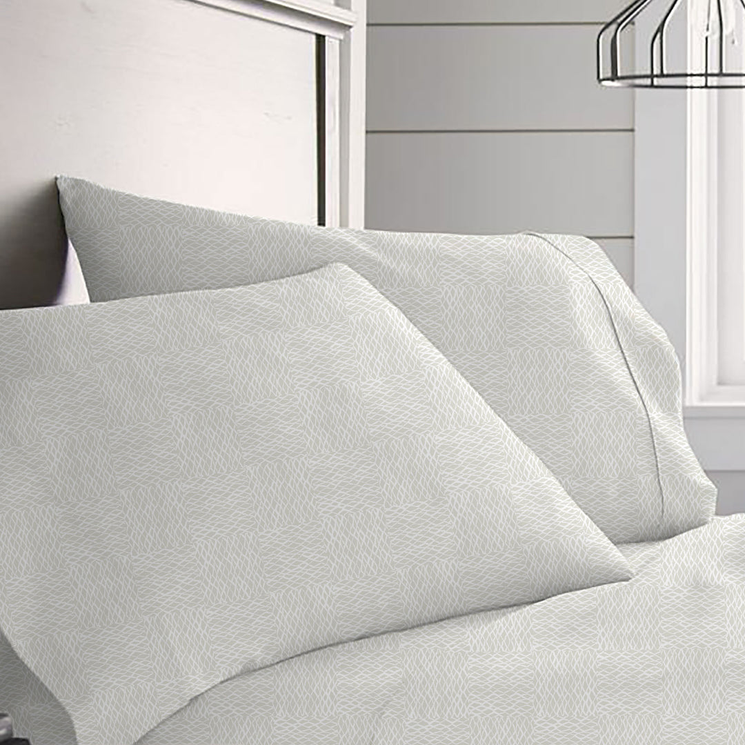 White ʻUpena Pillowcase Set with Hawaiian ʻupena fishnet print by NOHO HOME