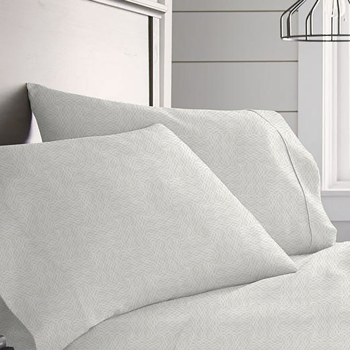 White ʻUpena Pillowcase Set with Hawaiian ʻupena fishnet print by NOHO HOME