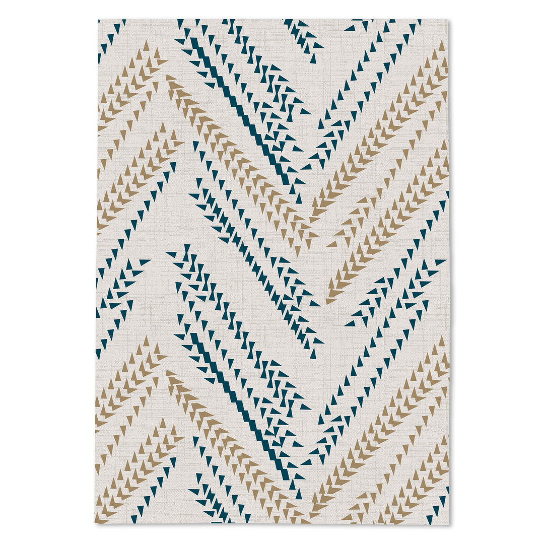 Kapala tea towel design in teal, with a stamped geometric pattern inspired by the ohe kapala bamboo stamp