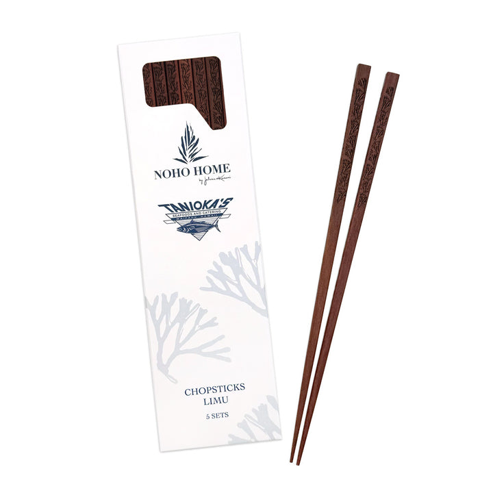 package of Tanioka's redwood limu chopsticks on white background