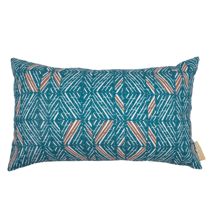 Cocoa & Aqua 'Akahi Lumbar Pillowcase against a white background