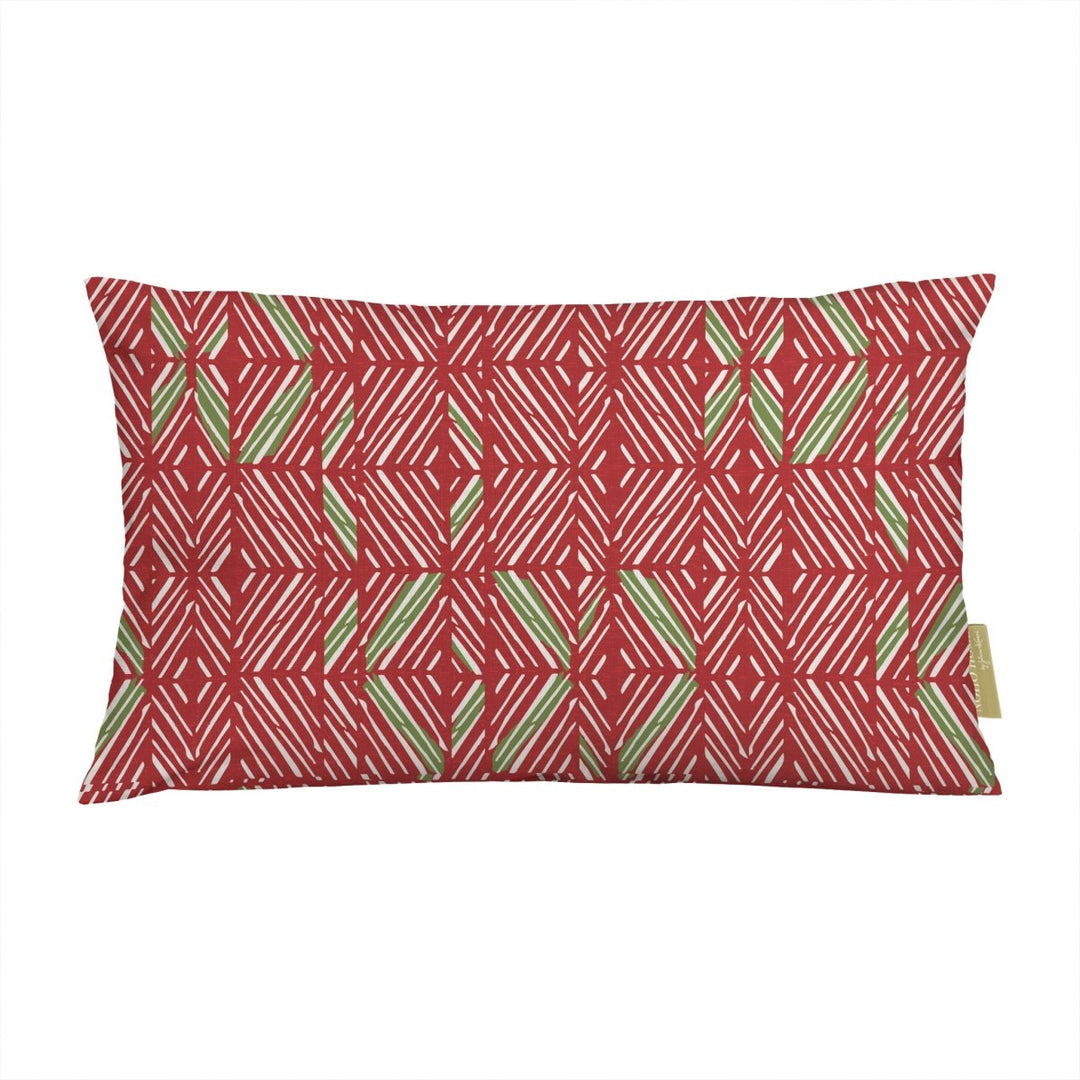 Red & Green 'Akahi Lumber Pillowcase against a white backdrop