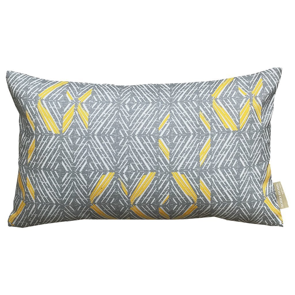 illuminating & Ultimate Gray 'Akahi Lumbar Pillowcase against a white backdrop
