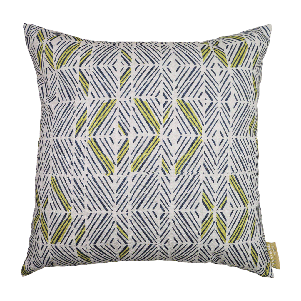 Moss & Navy & Ivory ʻAkahi Square Pillowcase Front View On a White Background