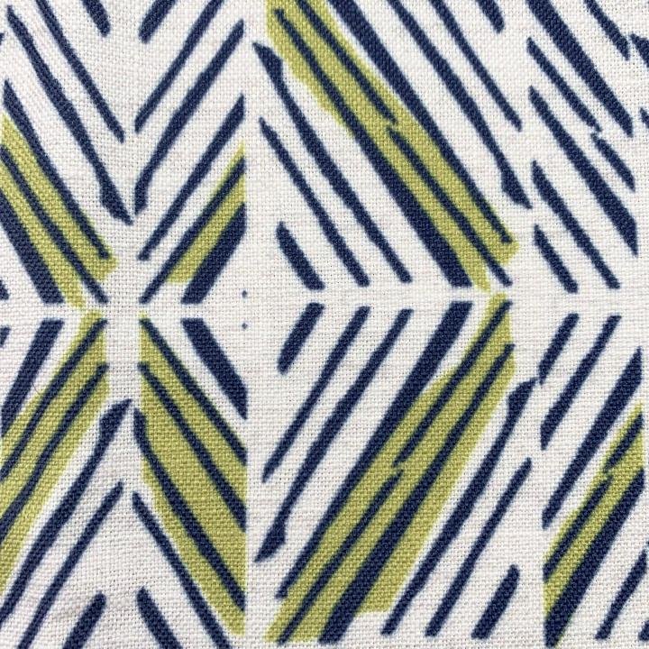 Close Up of the Moss & Navy & Ivory ʻAkahi Square Pillowcase Hawaiian Print