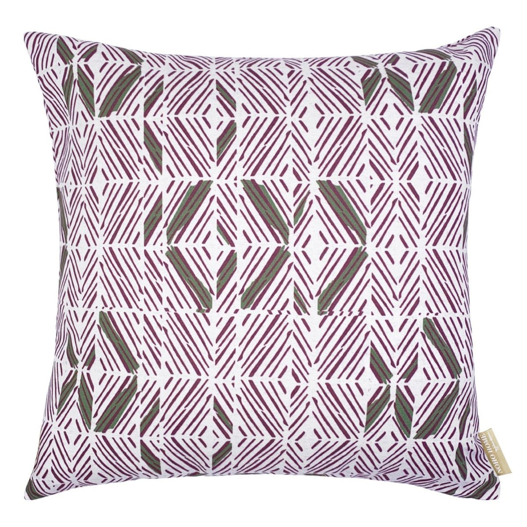 Cranberry & Pine & Ivory ʻAkahi Square Pillowcase Front View On a White Background