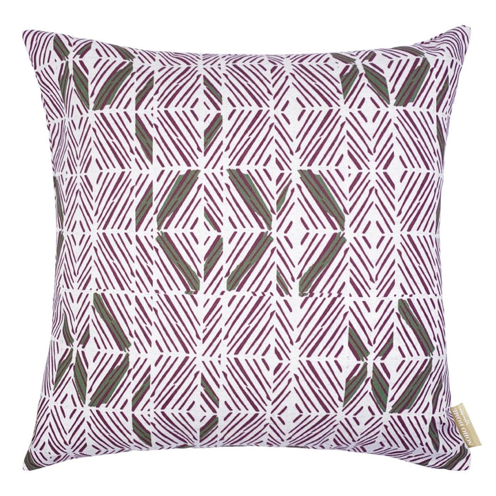 Cranberry & Pine & Ivory ʻAkahi Square Pillowcase Front View On a White Background