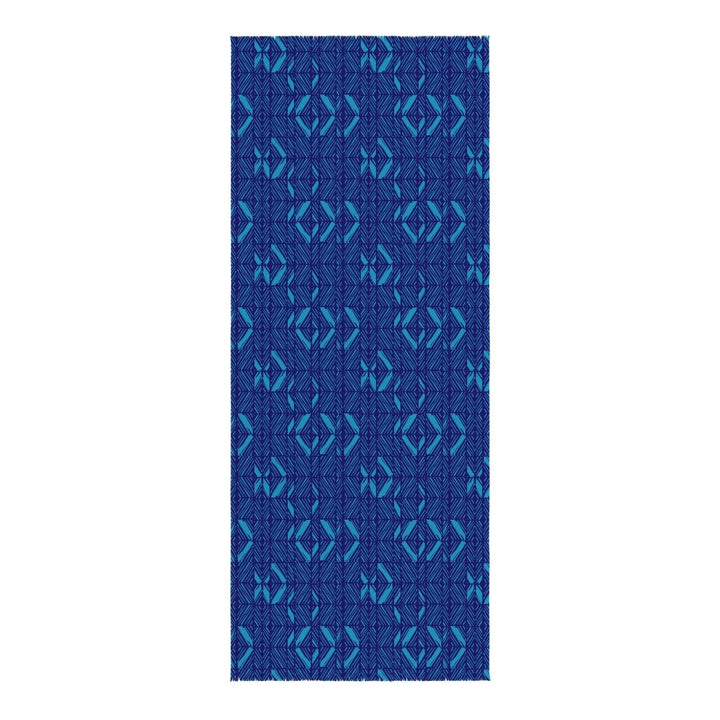 Blue fabric with geometric pattern on a white background