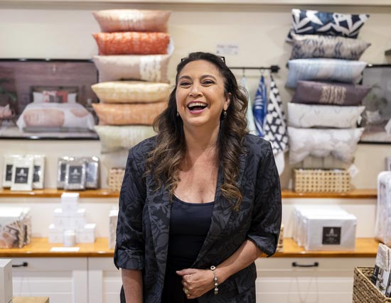 Jalene Kanani Laughs During an Interview at the NOHO HOME Popup Store