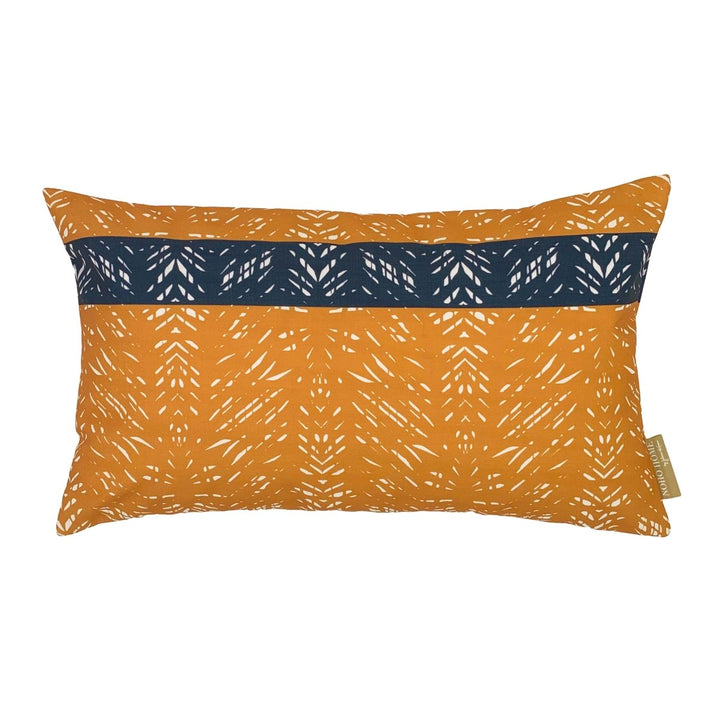 Batik Lumbar Pillowcase Show in Orange and Blue Front Side Print On a White Background.