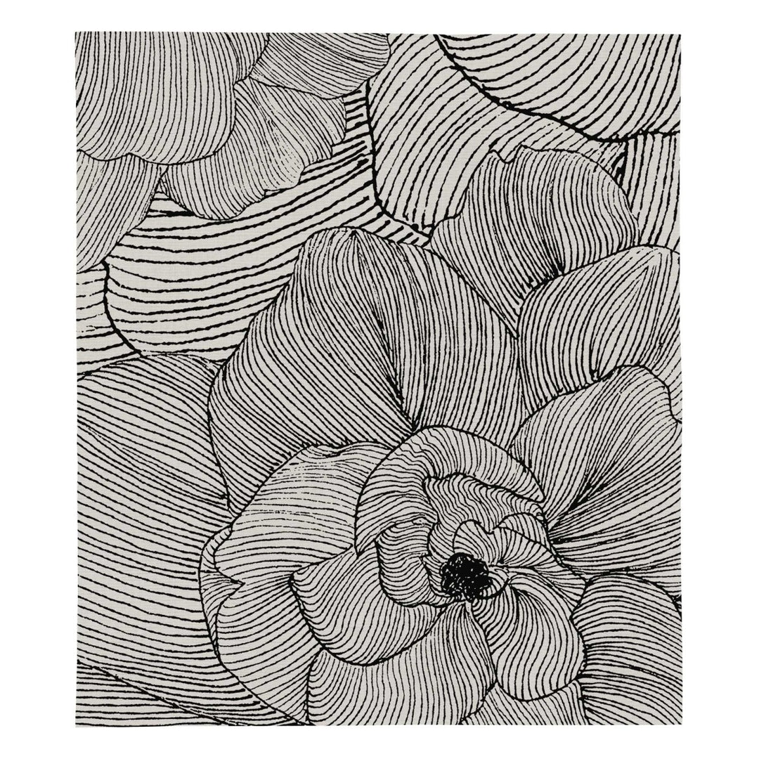 An overall image of the line-art style Gardenia luxury throw blanket.