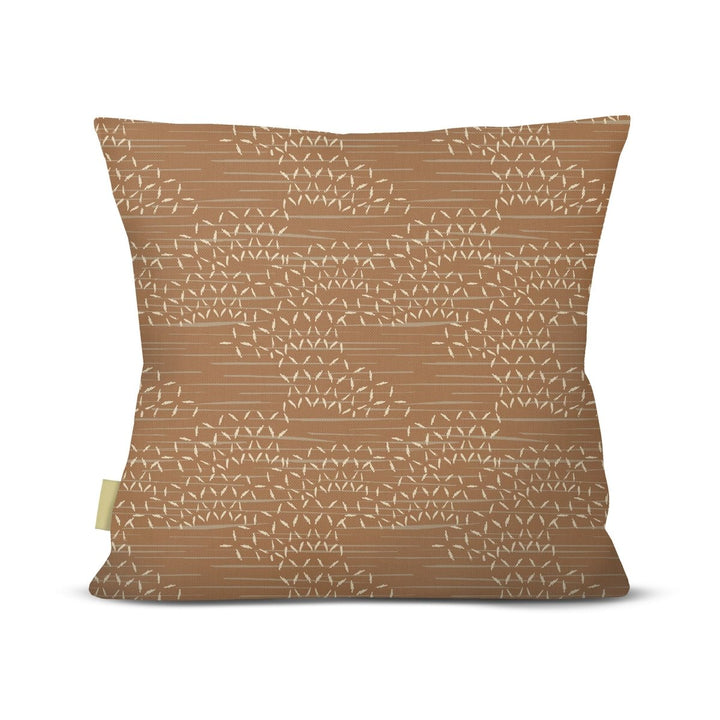 back view of Kaha square pillow in earth on white background